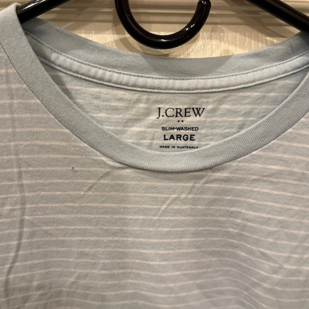 J. Crew Soft Blue Striped Tee. Size slim washed large